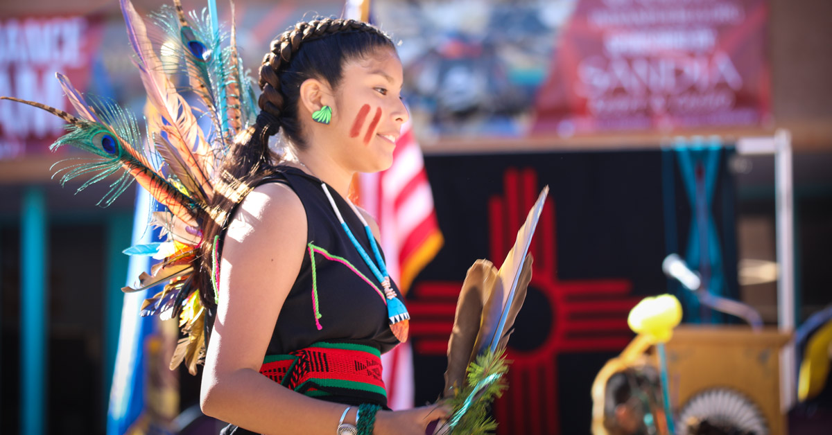 Indigenous Peoples Day Dancer at the Indian Pueblo Cultural Center